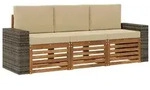 vidaXL Sofagarnituren mit Kissen 3 pcs Massivholz Akazie