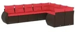 vidaXL 9-teiliges Gartensofa-Set mit Kissen, braun, Polyrattan
