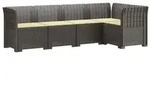 vidaXL 5-Sitzer Gartensofa mit Kissen Rattan-Look PP Hellgrau