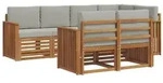 vidaXL Ecksofa Set 7 pcs Nat&uuml;rlich und Hellgrau Massivholz Akazie
