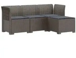 vidaXL 4-Sitzer Garten Sofa mit Kissen Rattan Look PP Hellgrau