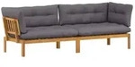 vidaXL Garten Pallet Sofa Einheiten 2 St&uuml;ck Nat&uuml;rlich und Dunkelgrau