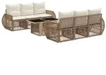 vidaXL Gartensofa-set 7 stk. Beige und Cremewei&szlig; Poly-Rattan