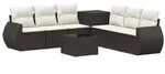 vidaXL Sofa Set 8 stk. Schwarz und Cremewei&szlig; Polyrattan und Stahl