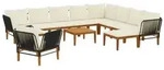 vidaXL 12 pcs Massives Akazienholz & Seil Natur