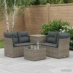 vidaXL Sofa Set 6 stk. Grau und Dunkelgrau Polyrattan und Stahl