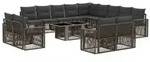 vidaXL Gartensofa-set 14 stk. Grau und Dunkelgrau Poly-Rattan