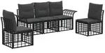 vidaXL Outdoor-Sofagarnitur 5 pcs Schwarz und Dunkelgrau Polyester