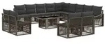 vidaXL Gartensofa-set 14 stk. Grau und Dunkelgrau Poly-Rattan