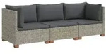 vidaXL 3 Stk. Rattan-Lounge-Set mit Kissen GENDT Naturrattan Kubu Grau