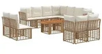 vidaXL Gartensofa-set 12 stk. Nat&uuml;rlich und Cremwei&szlig; Poly-Rattan