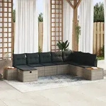 vidaXL 8-teiliges Garten Sofa Set mit Kissen aus grauem Poly Rattan
