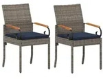 vidaXL Gartenst&uuml;hle 2 pcs Grau und Marineblau Poly-Rattan und Akazie