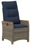 vidaXL Verstellbarer Gartenstuhl Grau und Marineblau Poly-Rattan
