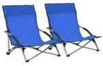 vidaXL Klappbare Strandst&uuml;hle 2 Stk. Blau Stoff