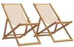 vidaXL Strandst&uuml;hle 2 Stk. Klappbar Beige Stoff und Massivholz