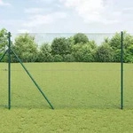 vidaXL Zaunpfosten Set Set mit 2 Gr&uuml;n PVC-beschichteter Stahl 10 x 1,5 m
