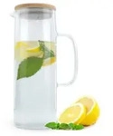 Intirilife Karaffe mit Bambusdeckel in KLAR &ndash; 1,6l Krug aus Borosilikatglas...