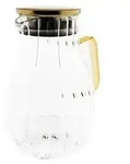 Karaffe aus Glas 1,8 Liter Riffle Design mit goldenem Henkel und Deckel
