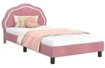 vidaXL Kinderbettgestell mit Kopfteil Rosa 90 x 190 cm Samt
