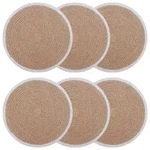 vidaXL Jute Platzsets 6 pcs Nat&uuml;rlich und Wei&szlig; &Oslash; 30 cm 100% Tossa Jute