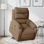 vidaXL Massagesessel mit Aufstehhilfe Braun Stoff