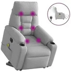 vidaXL Massagesessel mit Aufstehhilfe Elektrisch Wolkengrau Stoff
