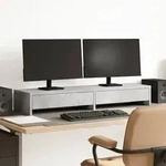 vidaXL Monitorst&auml;nder mit Schubladen Betongrau 100x27x15 cm