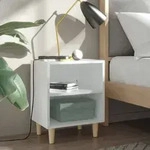 vidaXL Nachttische mit Massivholz-Beinen 2 Stk. Wei&szlig; 40x30x50 cm