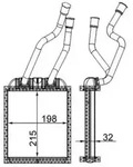 W&auml;rmetauscher Innenraumheizung Alu 210 mm - 188 mm MAHLE f&uuml;r u.a. AUDI Q7