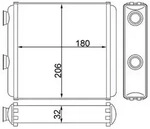W&auml;rmetauscher Innenraumheizung Alu 180 mm - 206 mm MAHLE f&uuml;r OPEL MERIVA