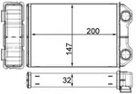 W&auml;rmetauscher Innenraumheizung Alu 200 mm - 147 mm MAHLE f&uuml;r u.a. MINI MINI