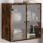vidaXL Wandschrank mit Glast&uuml;ren R&auml;uchereiche 68x37x68,5 cm