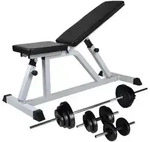 vidaXL Hantelbank mit Langhantel und Kurzhantel Set 30,5 kg