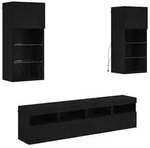 vidaXL TV Wand Einheiten mit LED 5 pcs Schwarz Eichen-Optik