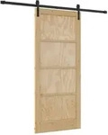 vidaXL Schiebet&uuml;r Nat&uuml;rlich und Schwarz 86 x 198,5 cm
