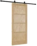 vidaXL Schiebet&uuml;r Nat&uuml;rlich und Schwarz 86 x 198,5 cm