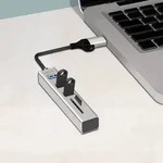 LogiLink USB 3.0 Hub mit Kartenleser, 3-Port, silber