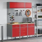 vidaXL 8-tlg. Werkbank-Set Rot Stahl