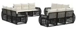 vidaXL Gartensofa-set 12 pcs Schwarz und Cremewei&szlig; Poly-Rattan