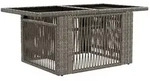 vidaXL Gartentisch Grau 100 x 55 x 37 cm PE Rattan und Glas
