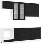 vidaXL K&uuml;cheneinheit LUCCA 8 pcs Schwarz Holzwerkstoff