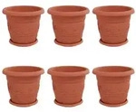 vidaXL Blument&ouml;pfe 6 pcs Ziegelrot &Oslash; 30 x 25 cm Kunststoff