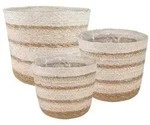 vidaXL Seegras Pflanzenk&ouml;rbe 3 pcs Nat&uuml;rlich, Wei&szlig; und Beige