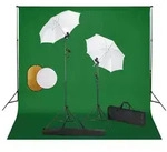vidaXL Fotostudio-Set mit Leuchten, Schirmen, Hintergrund, Reflektor