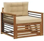 vidaXL Outdoor-Sofagarnitur Massives Akazienholz und Polyester Natur