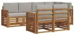 vidaXL Ecksofa Set 7 pcs Nat&uuml;rlich und Hellgrau Massivholz Akazie
