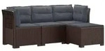 vidaXL 4-Sitzer Garten Sofa mit Kissen Rattan Look PP Braun