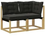 vidaXL Outdoor Mittel- und Ecksofa mit Kissen 2 St&uuml;ck Wei&szlig;