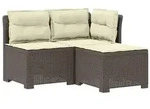 vidaXL 3-Sitzer Garten Sofa mit Kissen Rattan-Look PP Hellgrau